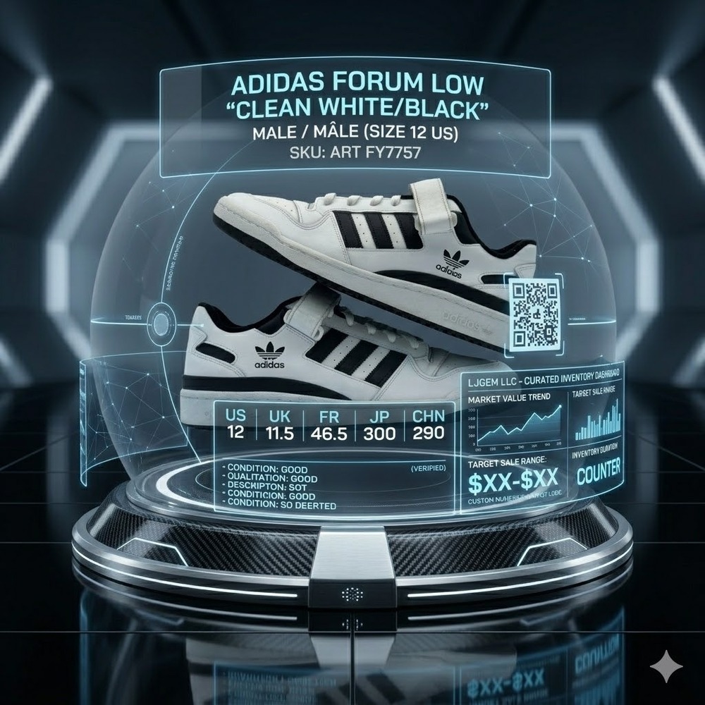 Adidas‎ Forum Low Clean White Black FY7757 Size 12